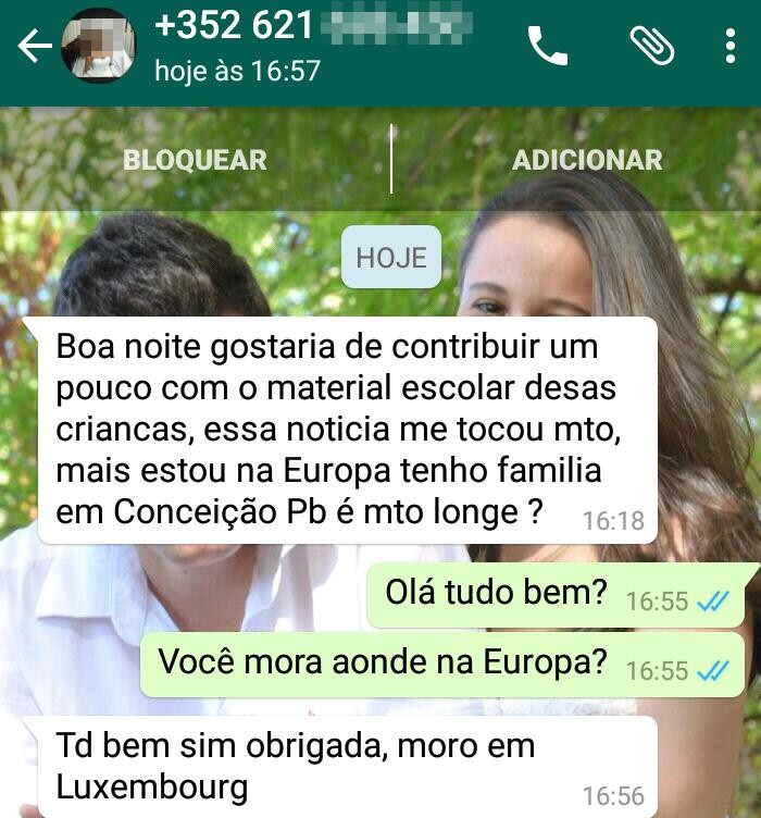 Internauta que mora na Europa também fez sua doação