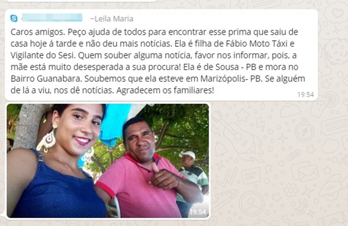 Mensagem compartilhada no WhatsApp (foto: reprodução)