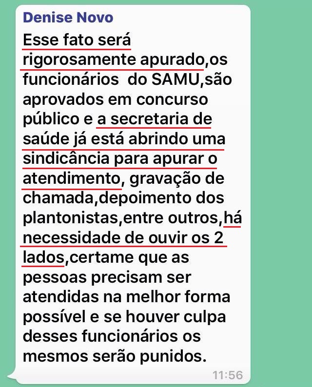 Mensagem da prefeita em uma rede social