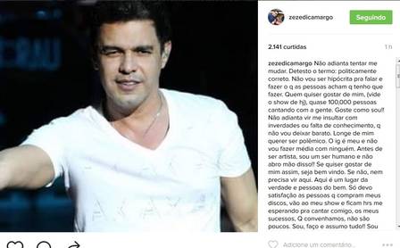 Zezé desabafa após crítica a Safadão (Foto: Instagram)