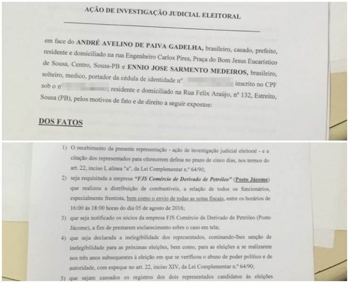 Advogados protocolam ação de investigação eleitoral contra André e Ênio 