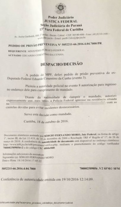 Pedido de prisão preventiva