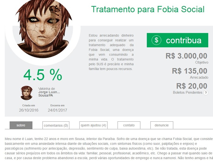 Campanha realizada pelo jovem na internet (foto: reprodução)