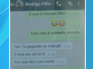 Em mensagem enviada para a mãe, Rodrigo disse que estava com medo (Foto: Reprodução/TVCA)