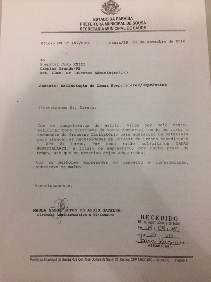 Documento divulgado pelo deputado em sua rede social (Foto: reprodução / Facebook)